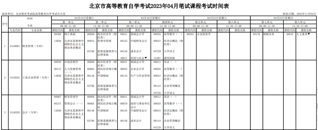 2023年4月北京延慶區(qū)自學(xué)考試考試安排 2023年4月北京延慶區(qū)自學(xué)考試考試安排