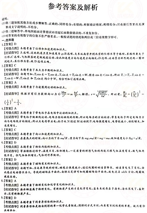 2021年成人高考高起本理化綜合真題及答案(已公布)！-6
