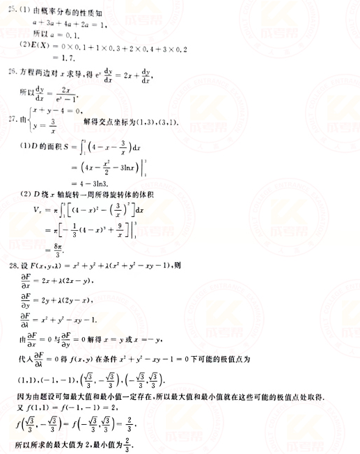 2021年成人高考專升本高數(shù)(二)真題及答案！-8